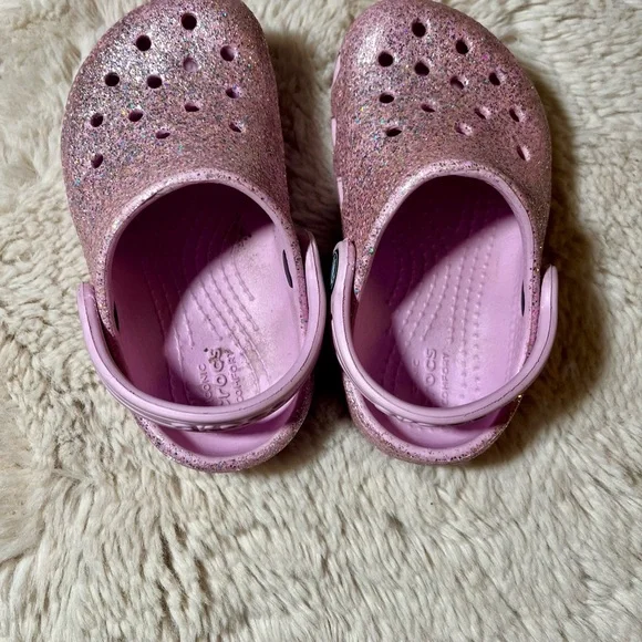 CROCS Toddler Glitter Sandals - Pink Sparkle Size 7 - Picture 6 of 7